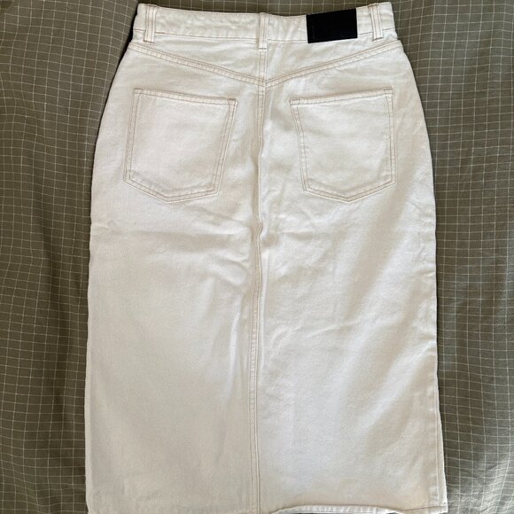 Frank and Oak Denim White/Cream Midi Skirt - Picture 2 of 4